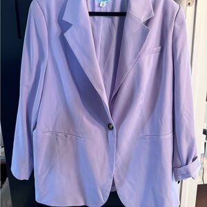 Lavender Suit Jacket with Notched Lapels and Relaxed Fit